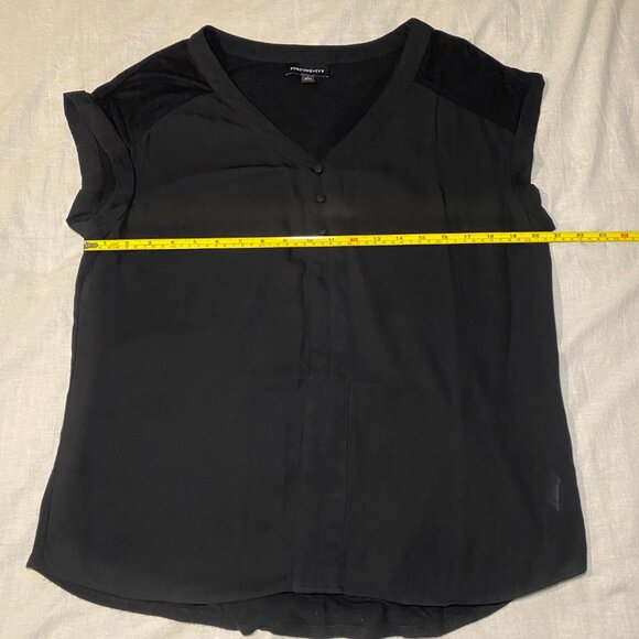 Fortune + Ivy Helina Mixed Material Blouse Womens L Black Career Roll Cuff EUC - Picture 8 of 9